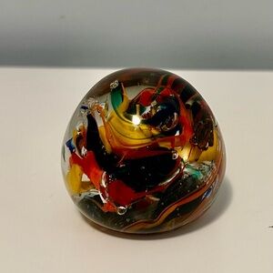 Vintage Hand-Blown Art Glass Paperweight 
Multi-Colour Swirl 2”